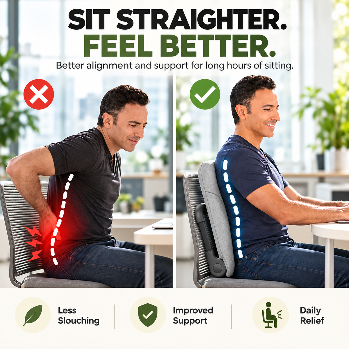 ✨ Portable Rocking Back Support – Turn Almost Any Seat Into a Comfortable Rocker