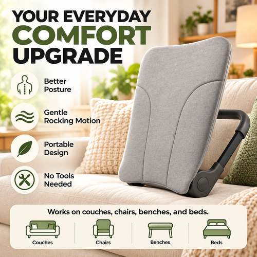✨ Portable Rocking Back Support – Turn Almost Any Seat Into a Comfortable Rocker