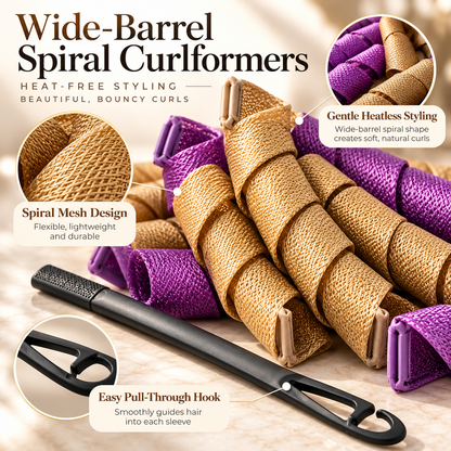 ✨ Heatless Spiral Hair Curlers – Beautiful, Bouncy Curls Without Heat