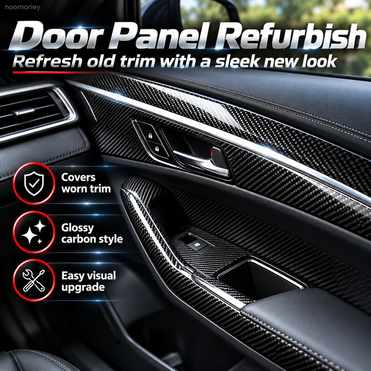🚗 6D Gloss Carbon Fiber Vinyl Wrap | Self-Adhesive Car Trim Film