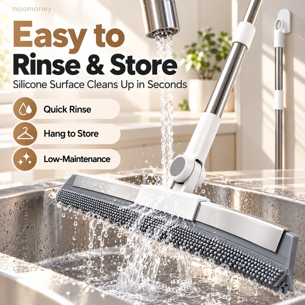 2-in-1 Silicone Floor Squeegee Broom – Fast Water Removal for Bathroom, Shower & Floors
