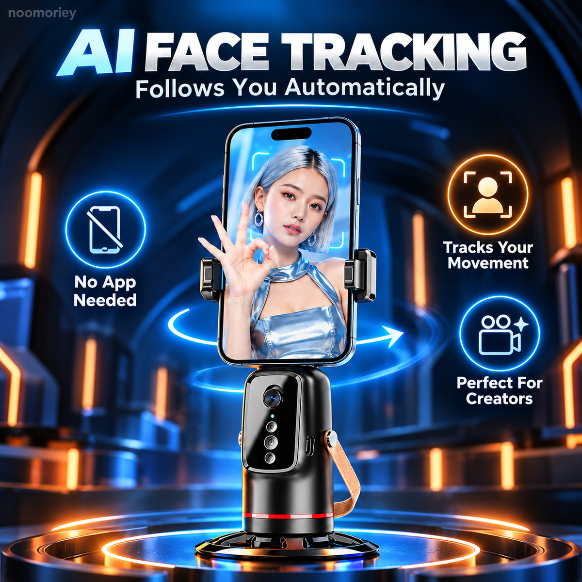 360-Degree Auto Face Tracking Phone Tripod Mount
