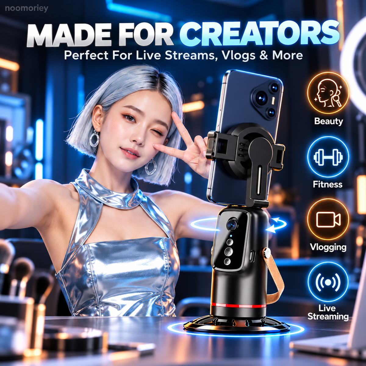 360-Degree Auto Face Tracking Phone Tripod Mount