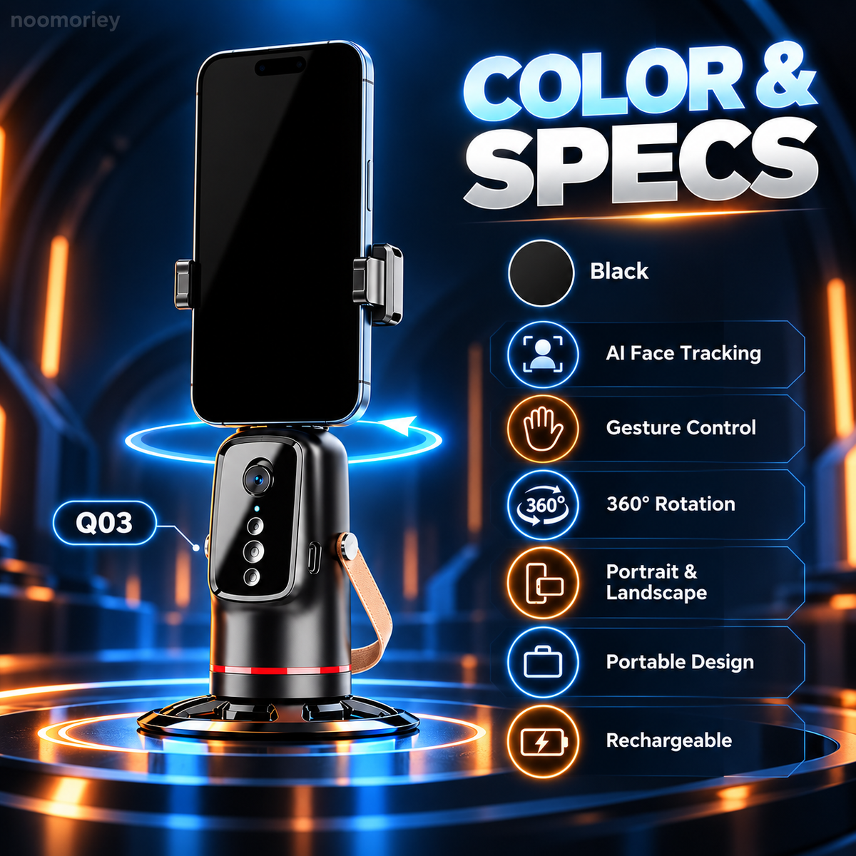360-Degree Auto Face Tracking Phone Tripod Mount