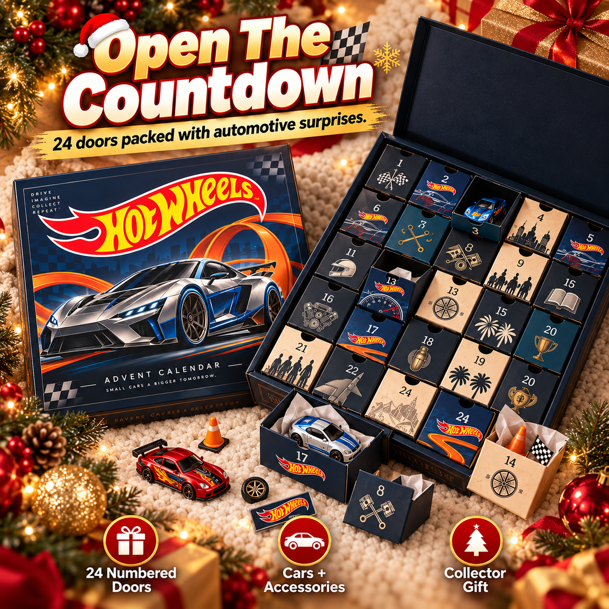 🎄 Hot Wheels Advent Calendar – 24-Day Christmas Countdown Gift