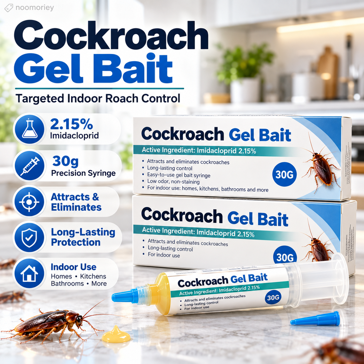 30g Roach & Ant Gel Bait 2-Pack – Precision Syringe Pest Control Gel for Fast Home Protection