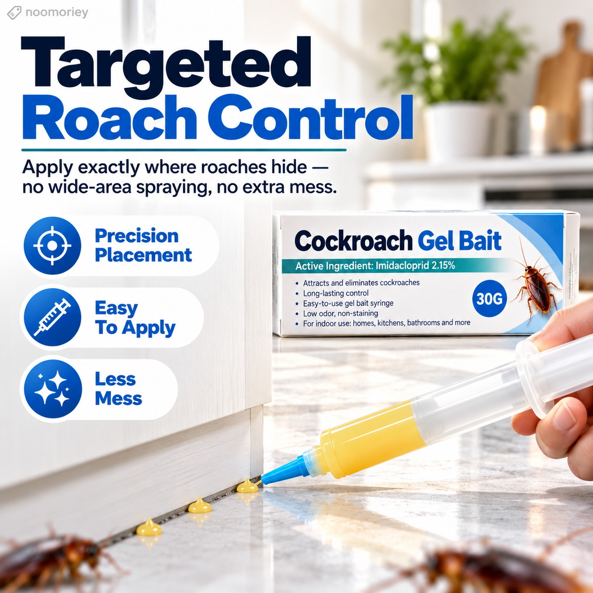 30g Roach & Ant Gel Bait 2-Pack – Precision Syringe Pest Control Gel for Fast Home Protection
