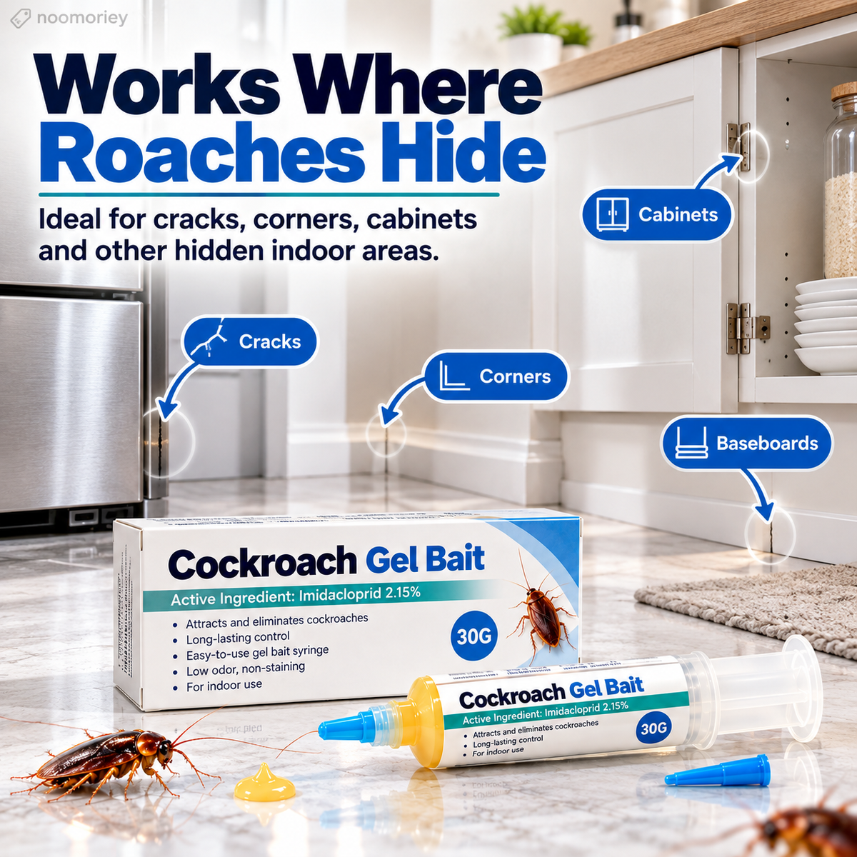 30g Roach & Ant Gel Bait 2-Pack – Precision Syringe Pest Control Gel for Fast Home Protection