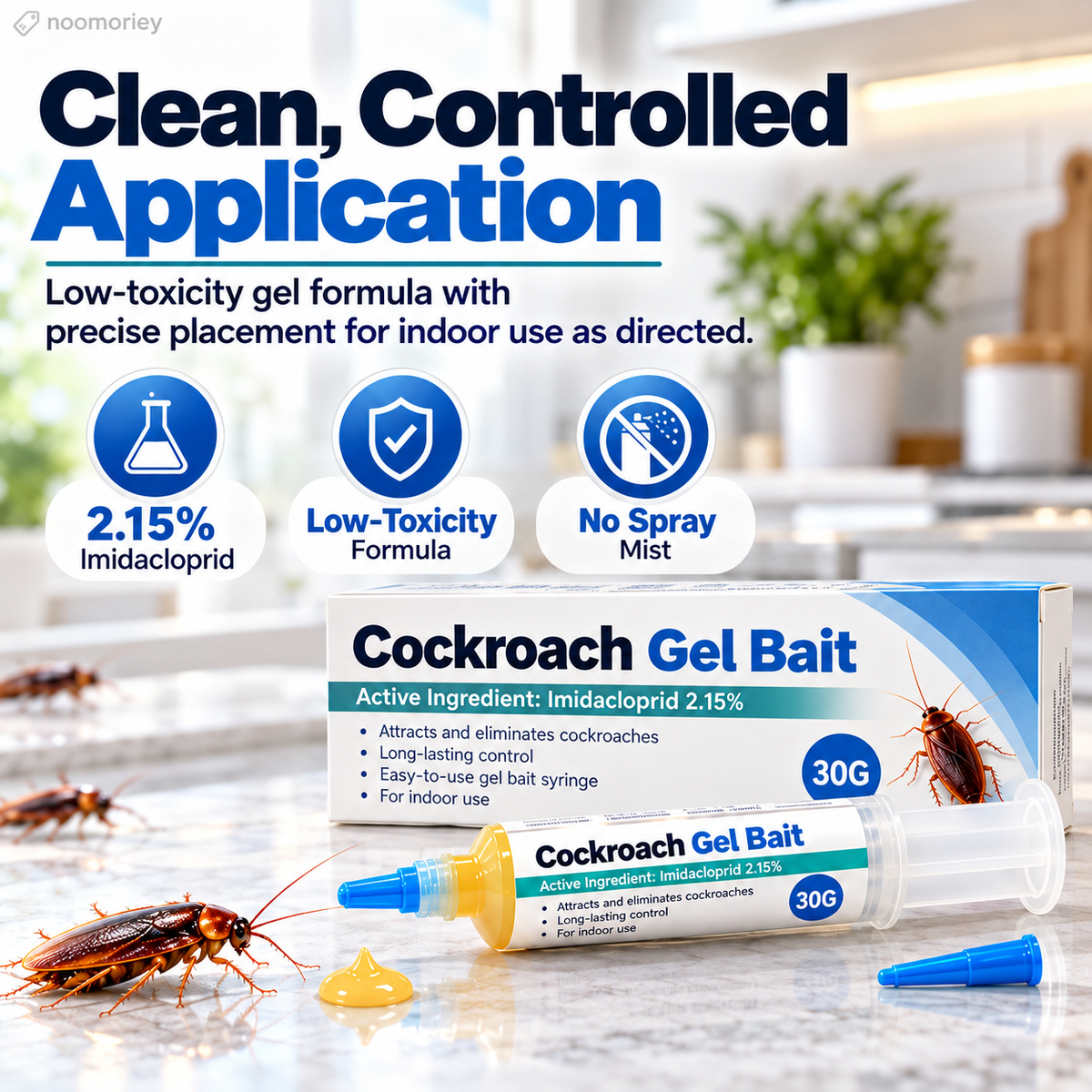 30g Roach & Ant Gel Bait 2-Pack – Precision Syringe Pest Control Gel for Fast Home Protection