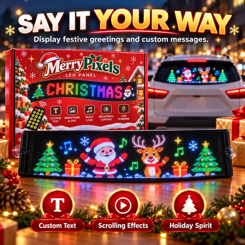 🎄 Animated Christmas LED Rear Window Panel – App Controlled Car Display