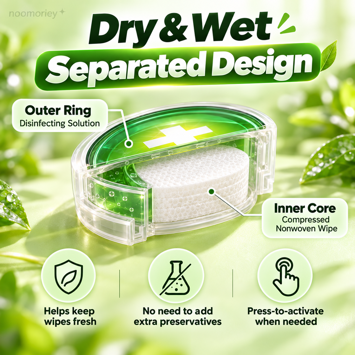 🚀 Smart Press-Activated Wet Wipes – Individually Wrapped Compact Hygiene Essential
