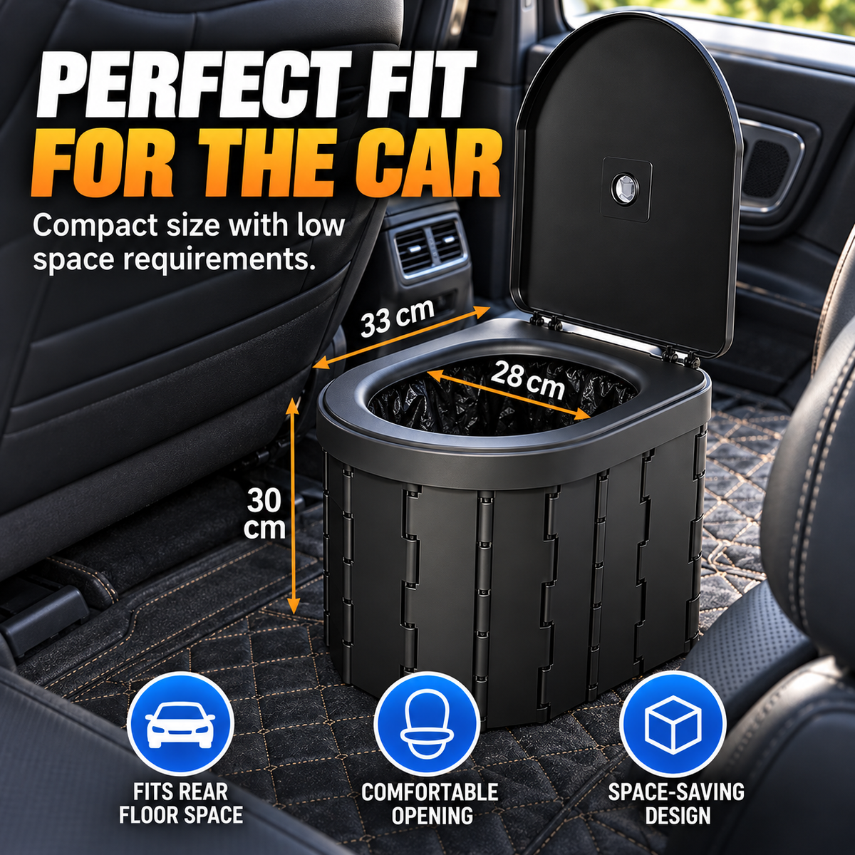 🚗 Portable Folding Car Toilet – Compact Travel & Camping Emergency Toilet