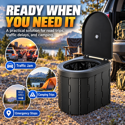 🚗 Portable Folding Car Toilet – Compact Travel & Camping Emergency Toilet