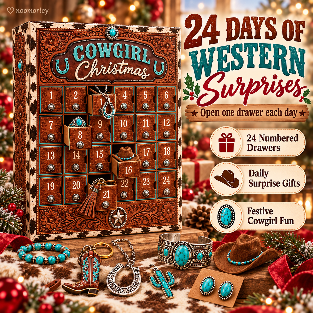 Cowgirl Christmas Advent Calendar – 24 Days of Western Jewelry & Cute Accessories