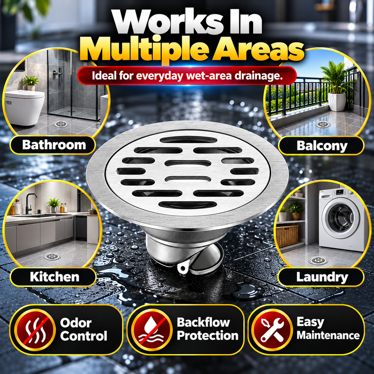 💧 50% OFF Stainless Steel Floor Drain – Fast Drainage & Odor Control