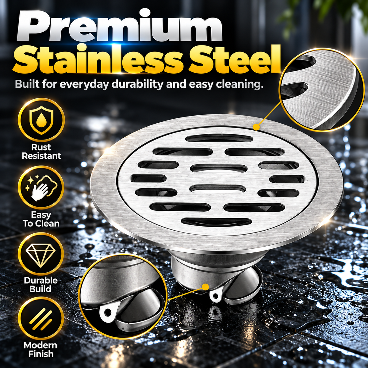 💧 50% OFF Stainless Steel Floor Drain – Fast Drainage & Odor Control