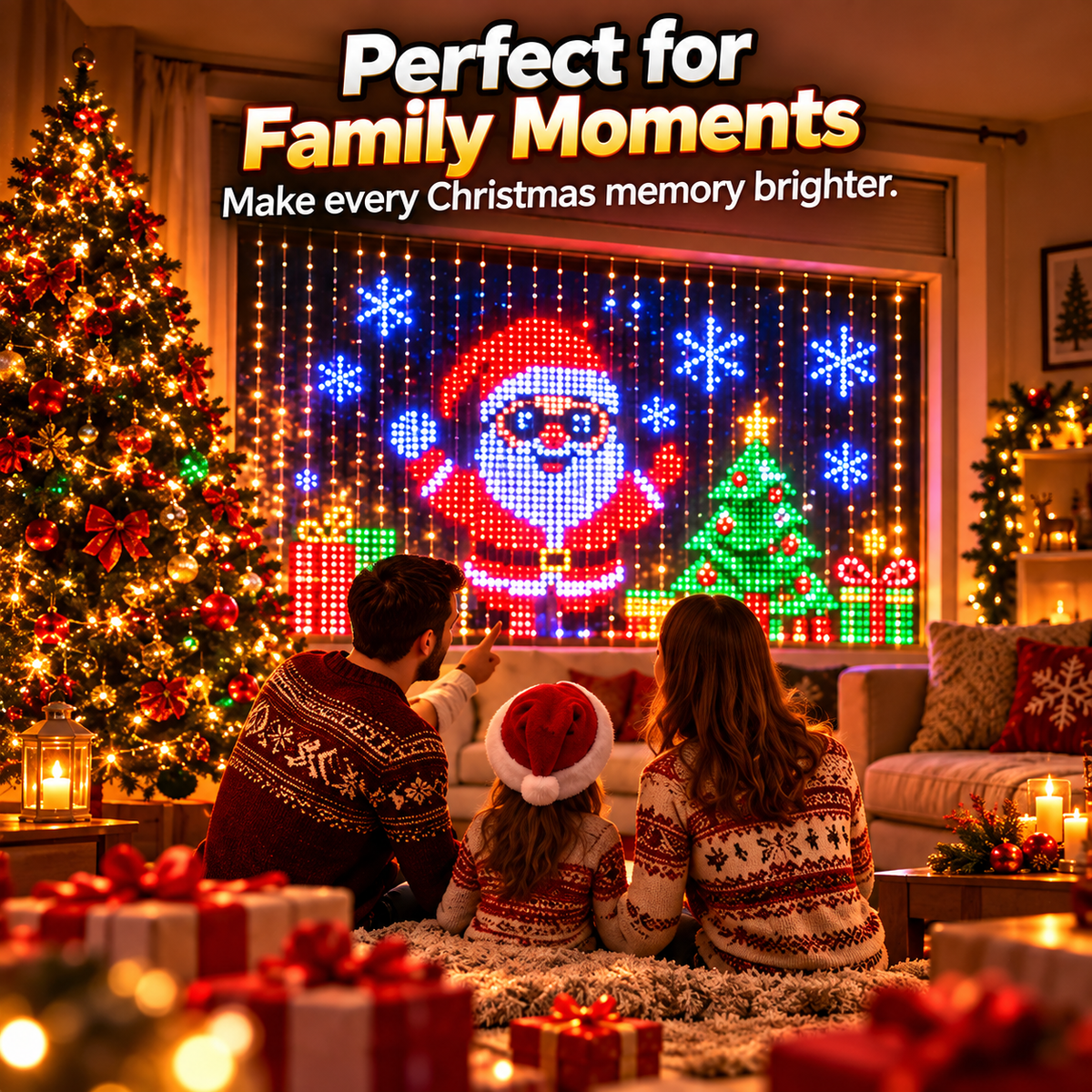 🎄 Smart LED Christmas Curtain Lights – App Controlled Animated Window Lights