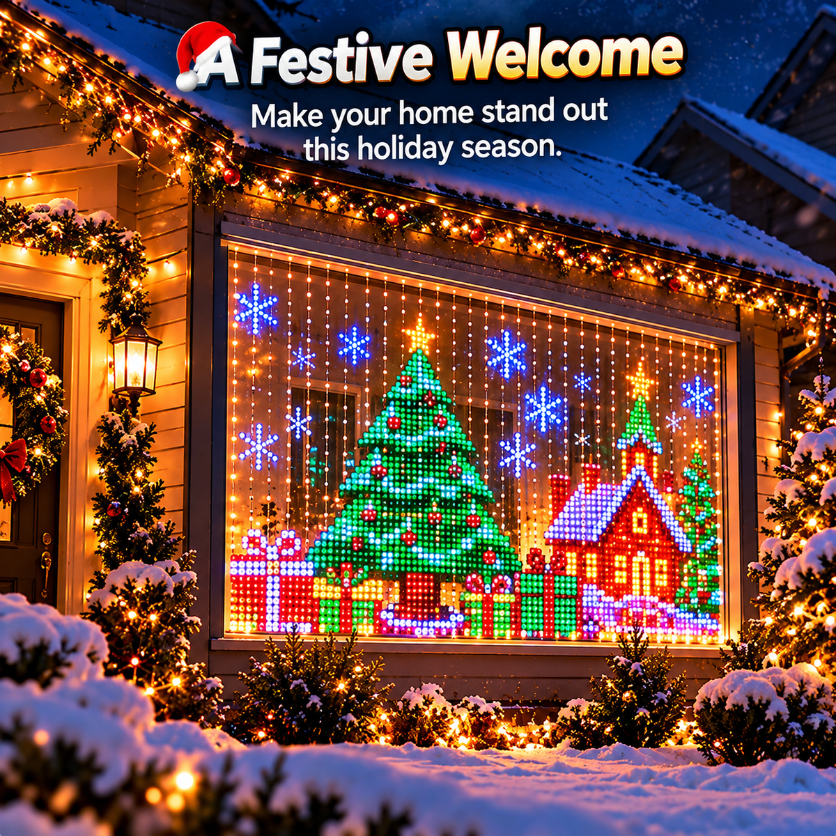 🎄 Smart LED Christmas Curtain Lights – App Controlled Animated Window Lights