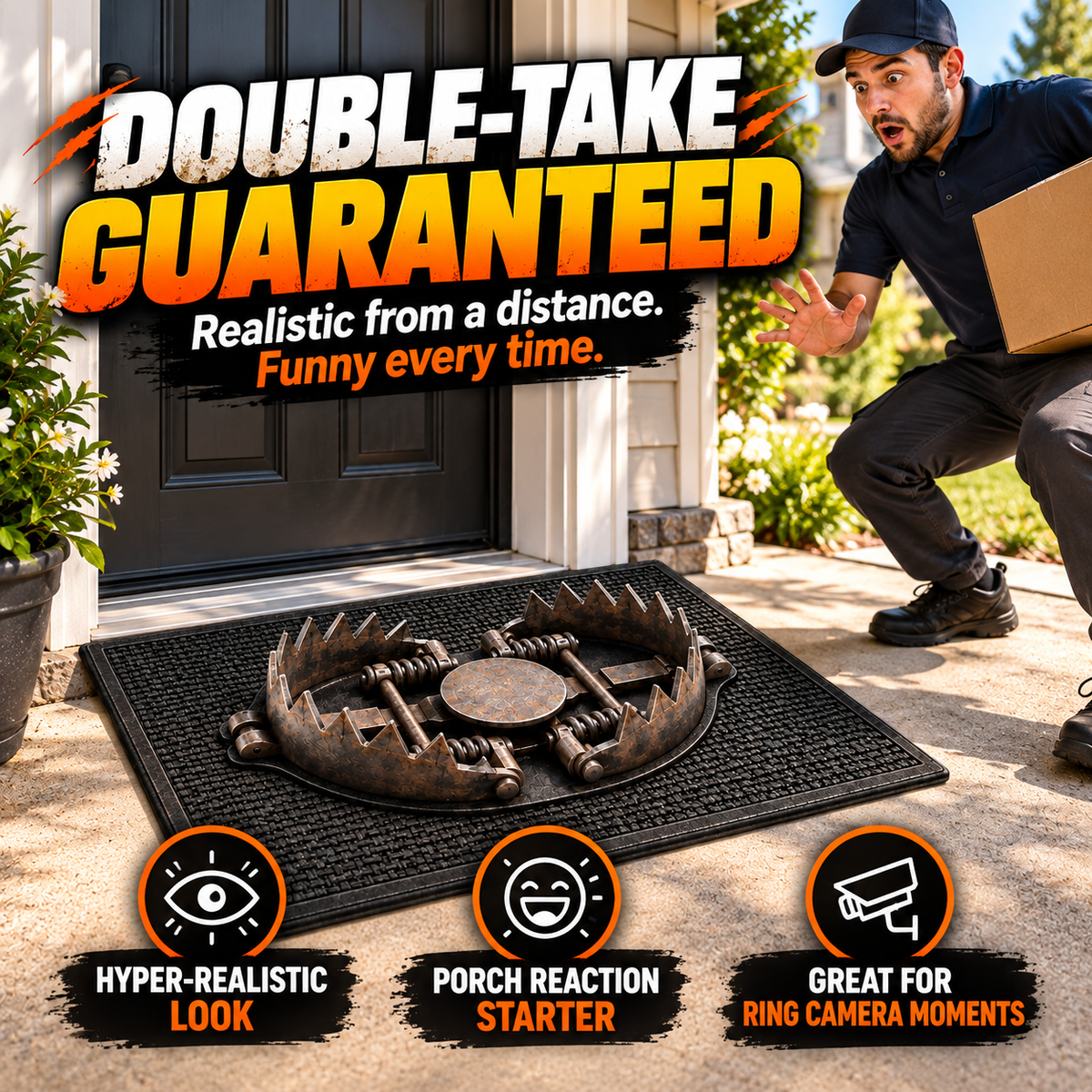 😂 3D Bear Trap Prank Doormat – Realistic Rubber Door Mat for Hilarious Reactions