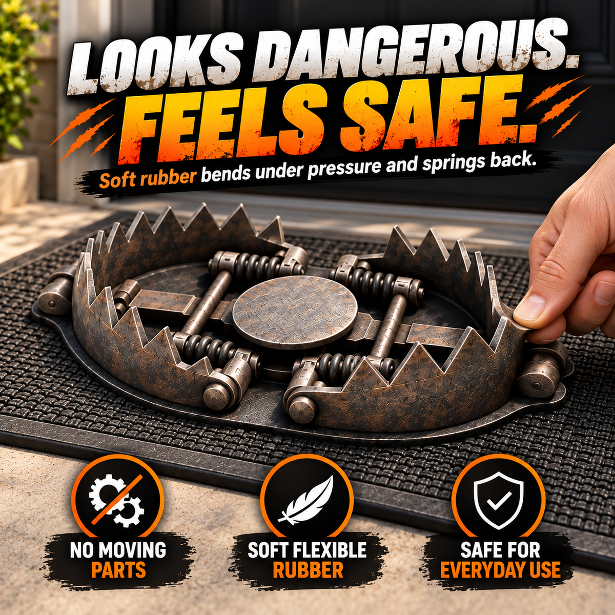 😂 3D Bear Trap Prank Doormat – Realistic Rubber Door Mat for Hilarious Reactions