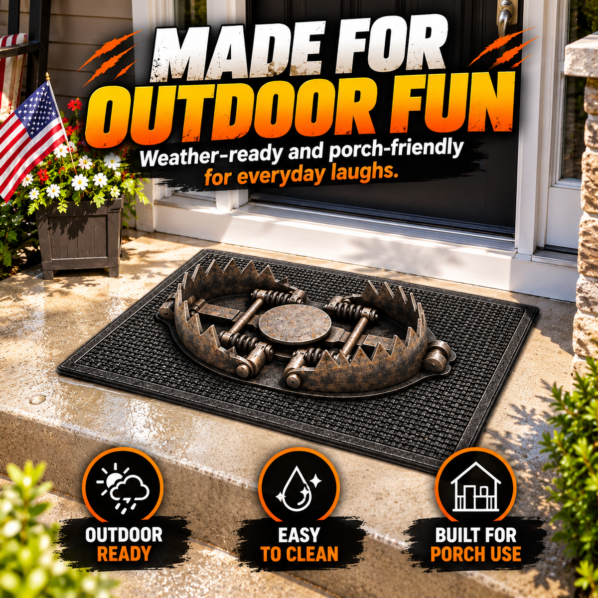😂 3D Bear Trap Prank Doormat – Realistic Rubber Door Mat for Hilarious Reactions