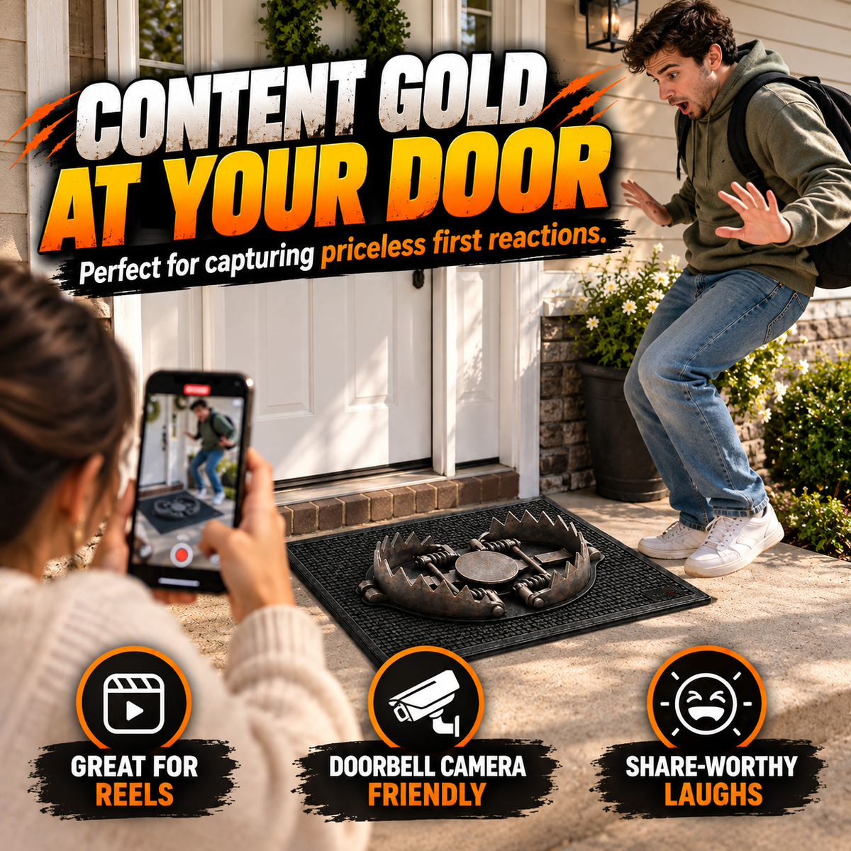 😂 3D Bear Trap Prank Doormat – Realistic Rubber Door Mat for Hilarious Reactions