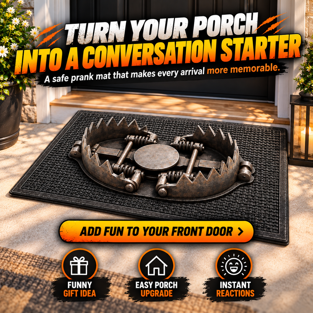 😂 3D Bear Trap Prank Doormat – Realistic Rubber Door Mat for Hilarious Reactions