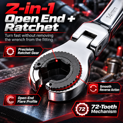 🔧 50% OFF Today! 7-in-1 Ratcheting Flare Nut Wrench Set for Tight Space
