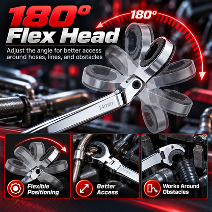 🔧 50% OFF Today! 7-in-1 Ratcheting Flare Nut Wrench Set for Tight Space