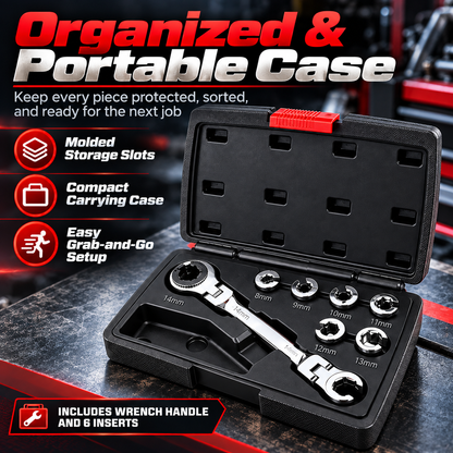 🔧 50% OFF Today! 7-in-1 Ratcheting Flare Nut Wrench Set for Tight Space