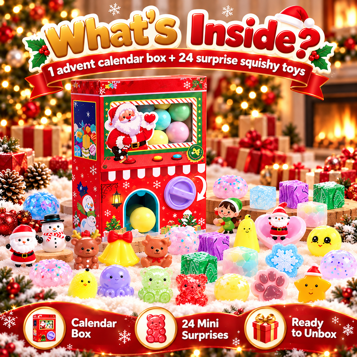 🎁 50% OFF Christmas Surprise Squishy Advent Calendar – Spin & Reveal 24 Cute Toys ✨