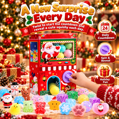🎁 50% OFF Christmas Surprise Squishy Advent Calendar – Spin & Reveal 24 Cute Toys ✨