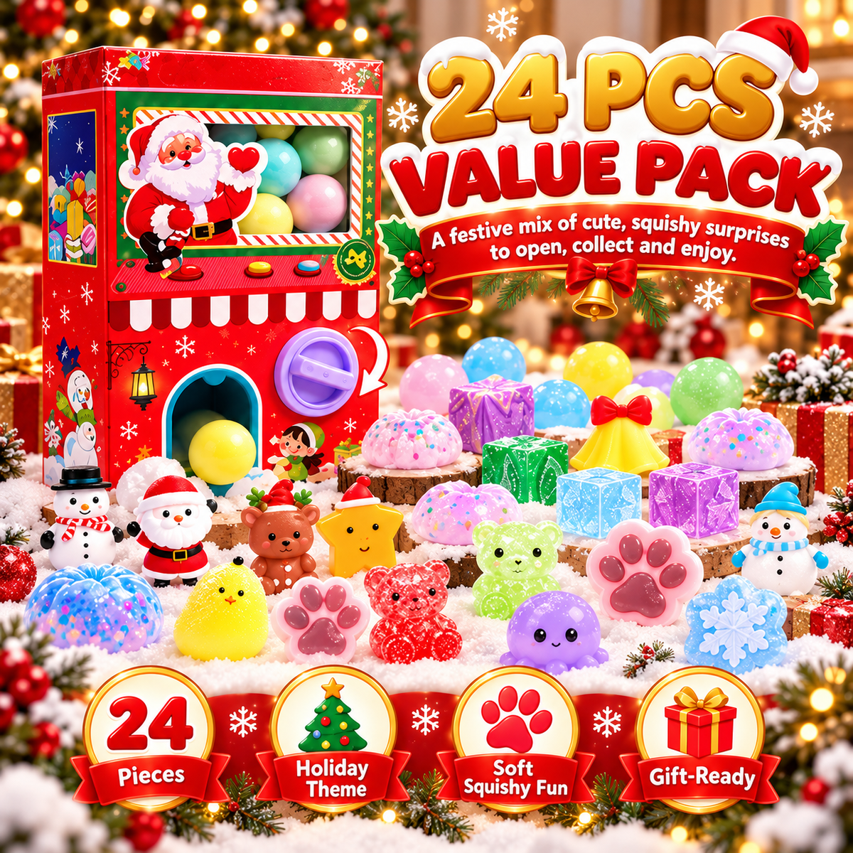 🎁 50% OFF Christmas Surprise Squishy Advent Calendar – Spin & Reveal 24 Cute Toys ✨