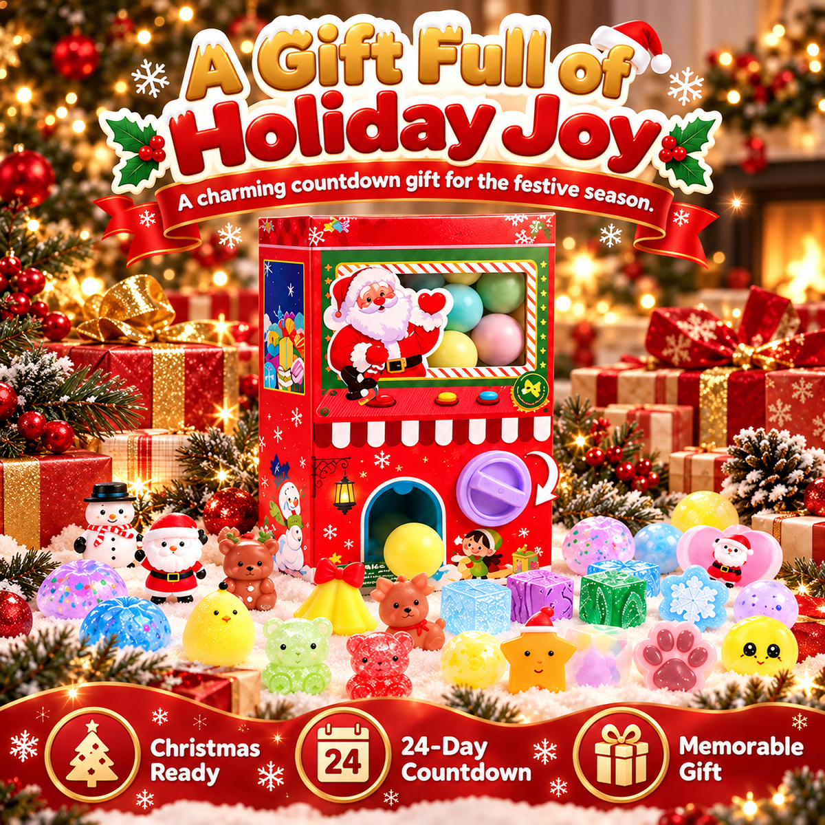 🎁 50% OFF Christmas Surprise Squishy Advent Calendar – Spin & Reveal 24 Cute Toys ✨