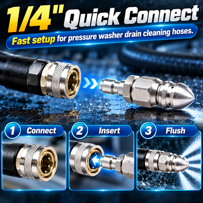 🚿 50% OFF High-Pressure Drain Cleaning Nozzle – 1 Front Jet + 6 Rear Jets 🔥