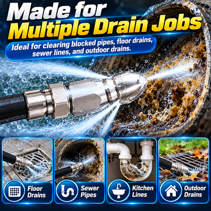 🚿 50% OFF High-Pressure Drain Cleaning Nozzle – 1 Front Jet + 6 Rear Jets 🔥