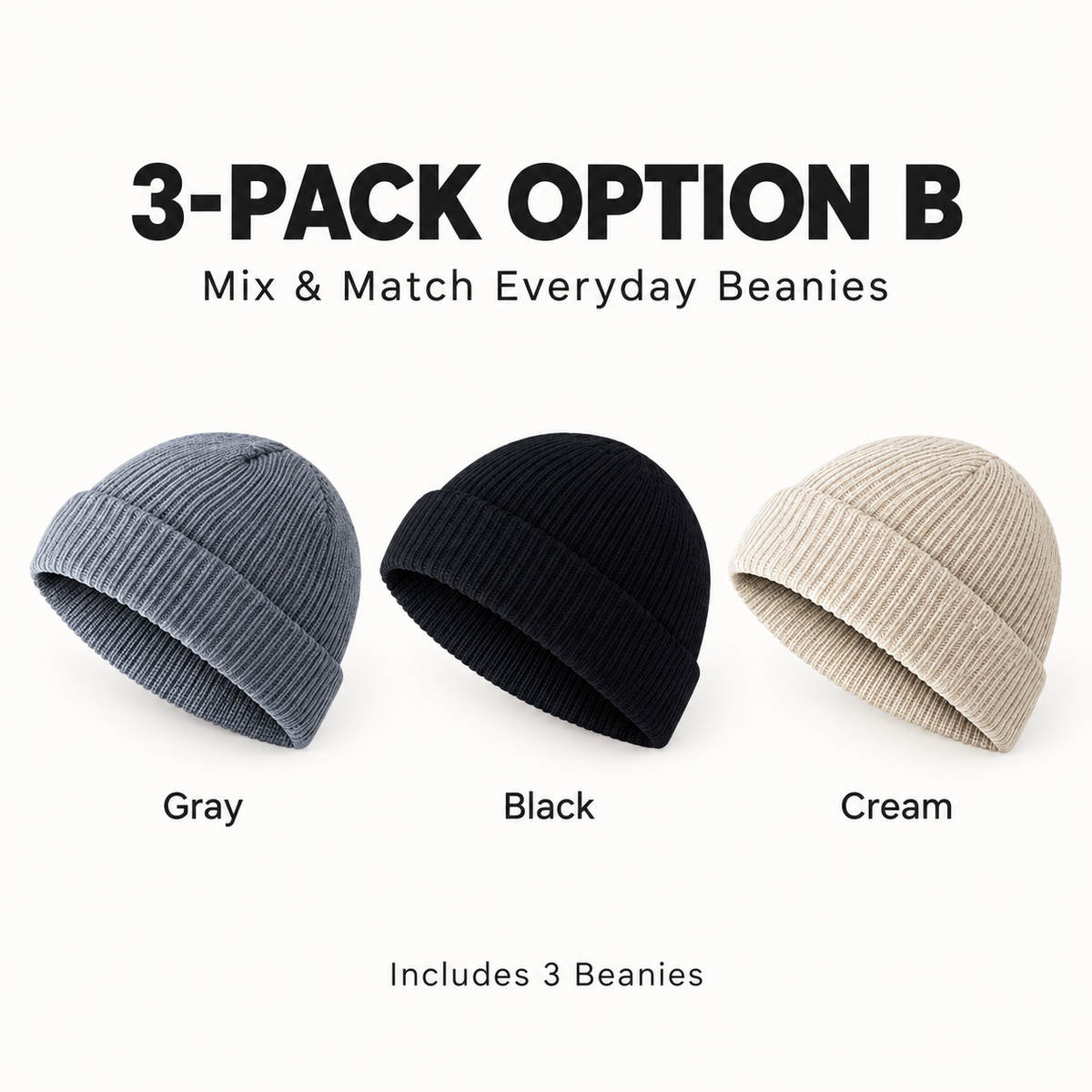 Men’s Short Knit Beanie – Cuffed Fisherman Hat for Fall & Winter