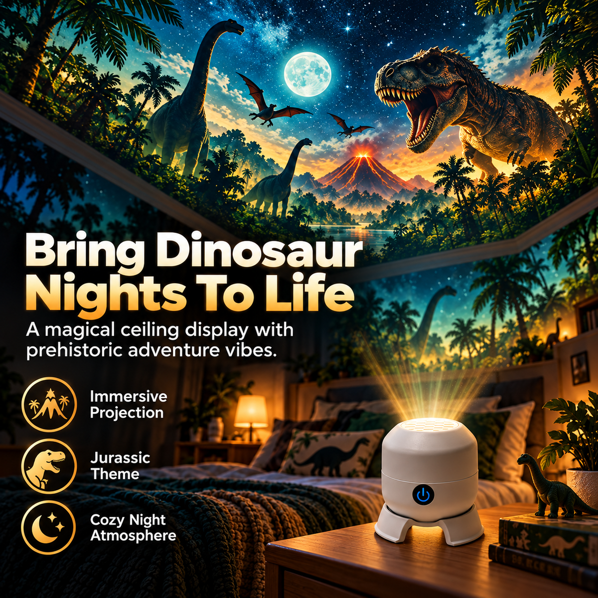🦖 50% OFF Today! Dinosaur Room Projector Night Light for Kids