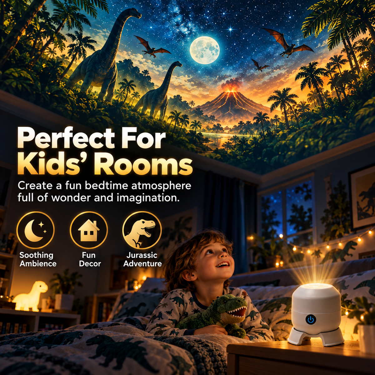 🦖 50% OFF Today! Dinosaur Room Projector Night Light for Kids