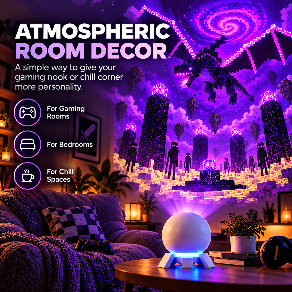 ✨ 50% OFF! Wall & Ceiling Pixel Projector Light for Cozy Game Nights