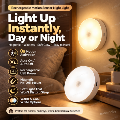 💡 Smart Motion Sensor LED Light – Rechargeable Magnetic Night Light with Automatic On/Off
