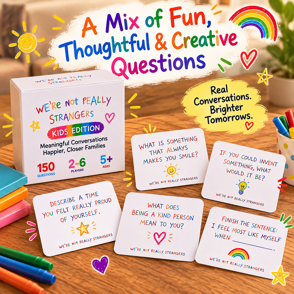 🌈 Limited-Time Deal Kids Conversation Card Game – 150 Questions for Stronger Family Bonds ❤️