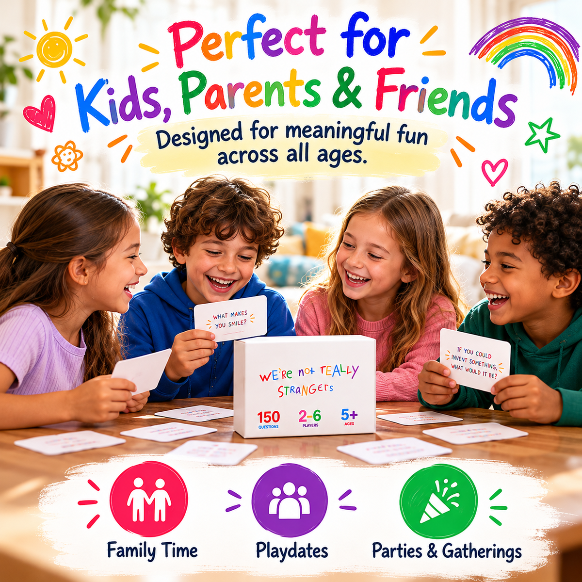 🌈 Limited-Time Deal Kids Conversation Card Game – 150 Questions for Stronger Family Bonds ❤️