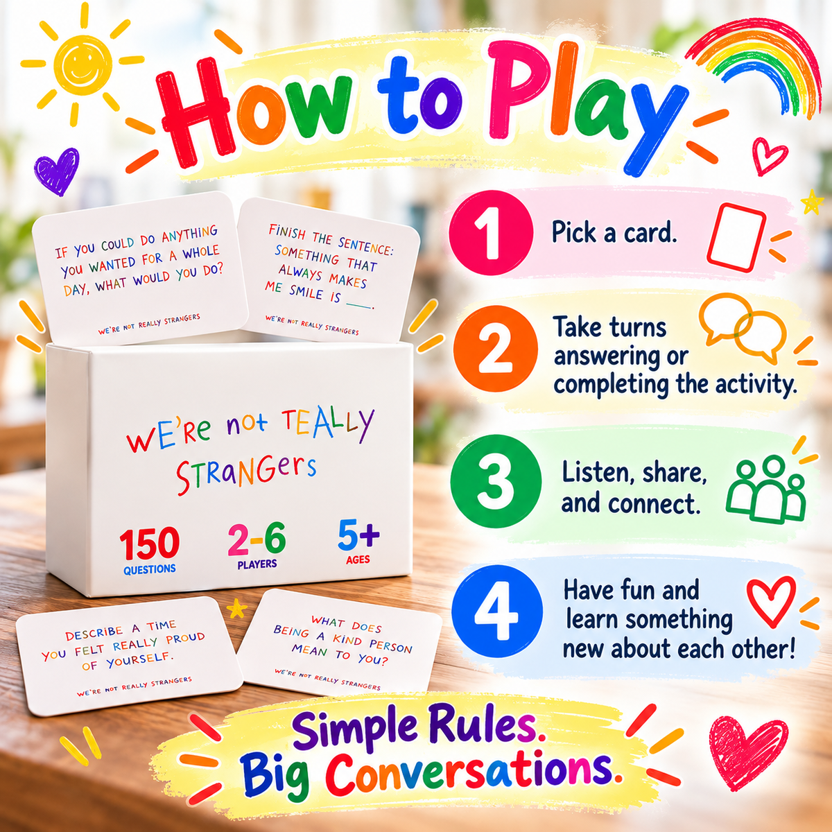 🌈 Limited-Time Deal Kids Conversation Card Game – 150 Questions for Stronger Family Bonds ❤️