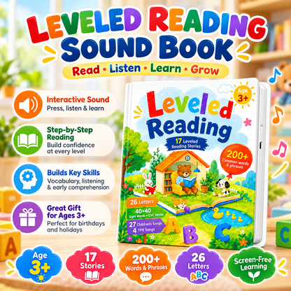 📚 50% OFF Interactive Leveled Reading Sound Book – 17 Stories & 200+ Words 🌈