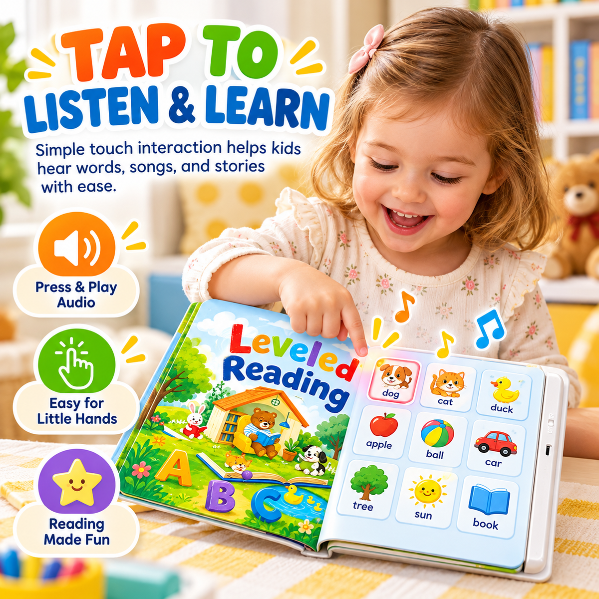 📚 50% OFF Interactive Leveled Reading Sound Book – 17 Stories & 200+ Words 🌈