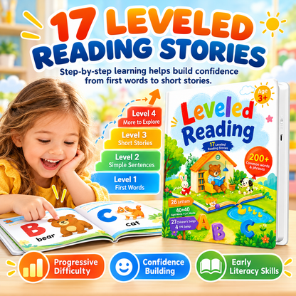 📚 50% OFF Interactive Leveled Reading Sound Book – 17 Stories & 200+ Words 🌈