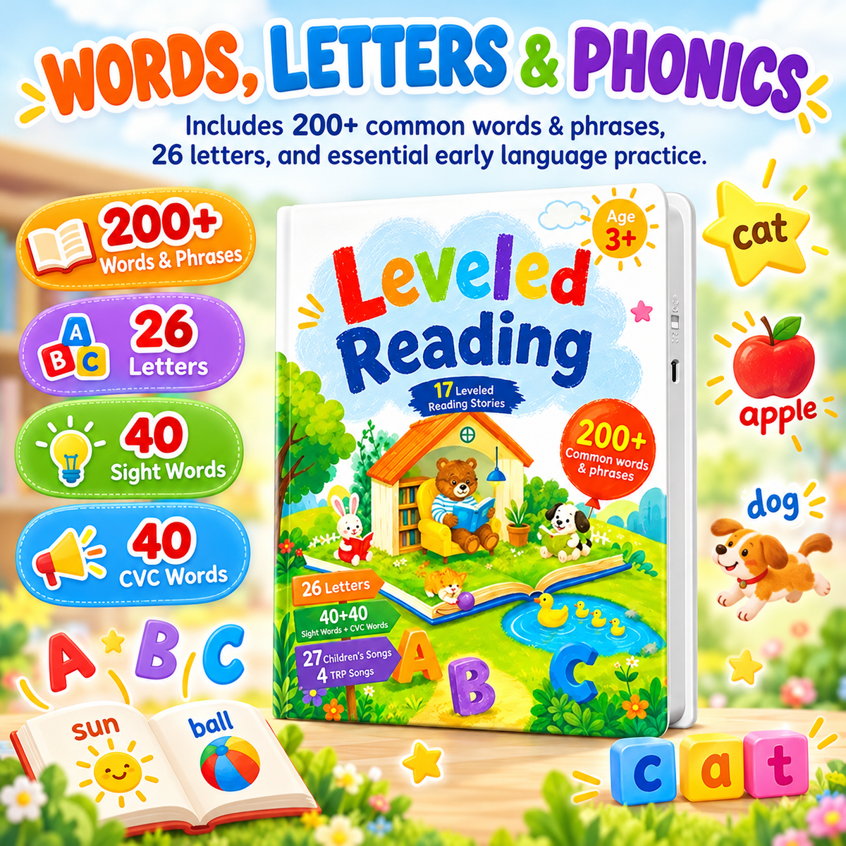📚 50% OFF Interactive Leveled Reading Sound Book – 17 Stories & 200+ Words 🌈