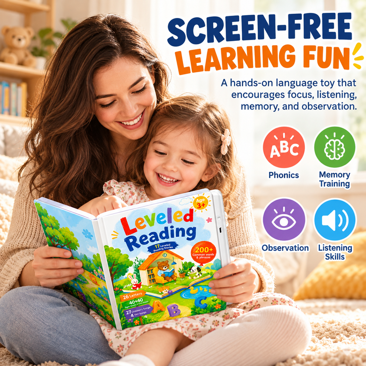 📚 50% OFF Interactive Leveled Reading Sound Book – 17 Stories & 200+ Words 🌈