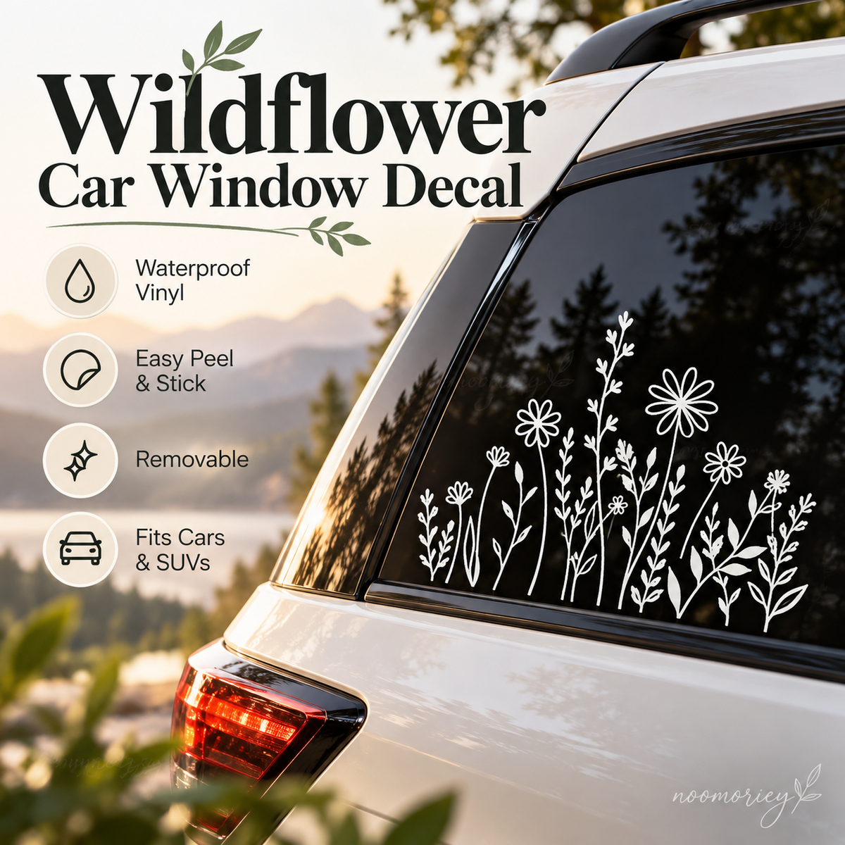 🌼 50% OFF 🚗 Boho Wildflower Car Decals – Waterproof & Sun-Resistant Floral Stickers